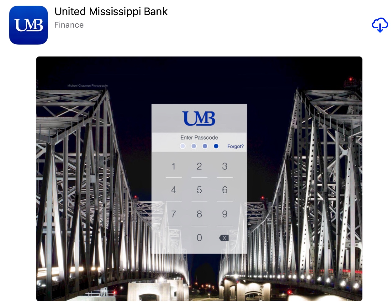 Photo of the UMB mobile app